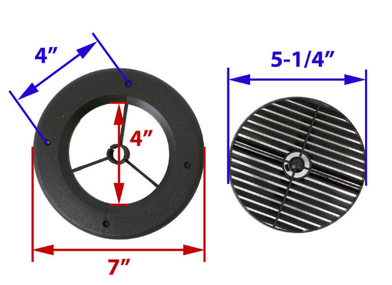 Valterra RV Vent Ceiling Register - Rotating - 7" Diameter - Black