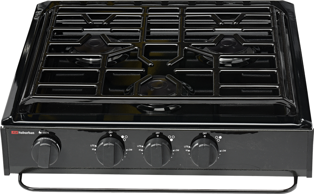 Sealed Three Burner Slide-In Cooktop Residential Deluxe Grate Without Cover