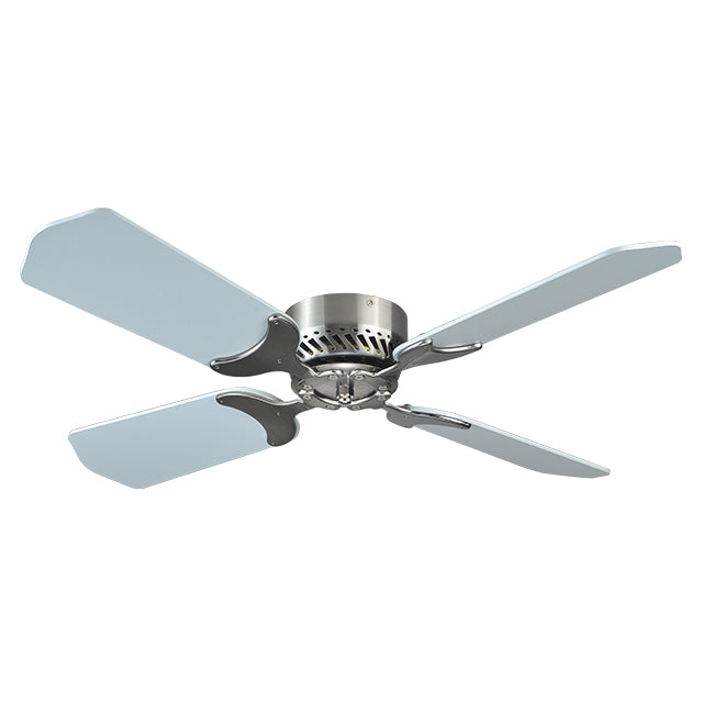 22-0001 CEILING FAN; 5 1/8: DROP 42" WHITE BRUSHED NICKEL W/ WALL SWITCH